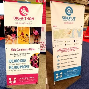 Banners to showcase the Dig-A-Thon and Camp Locator at the AVCA Convention