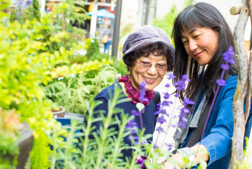 Mother and Daughter in garden