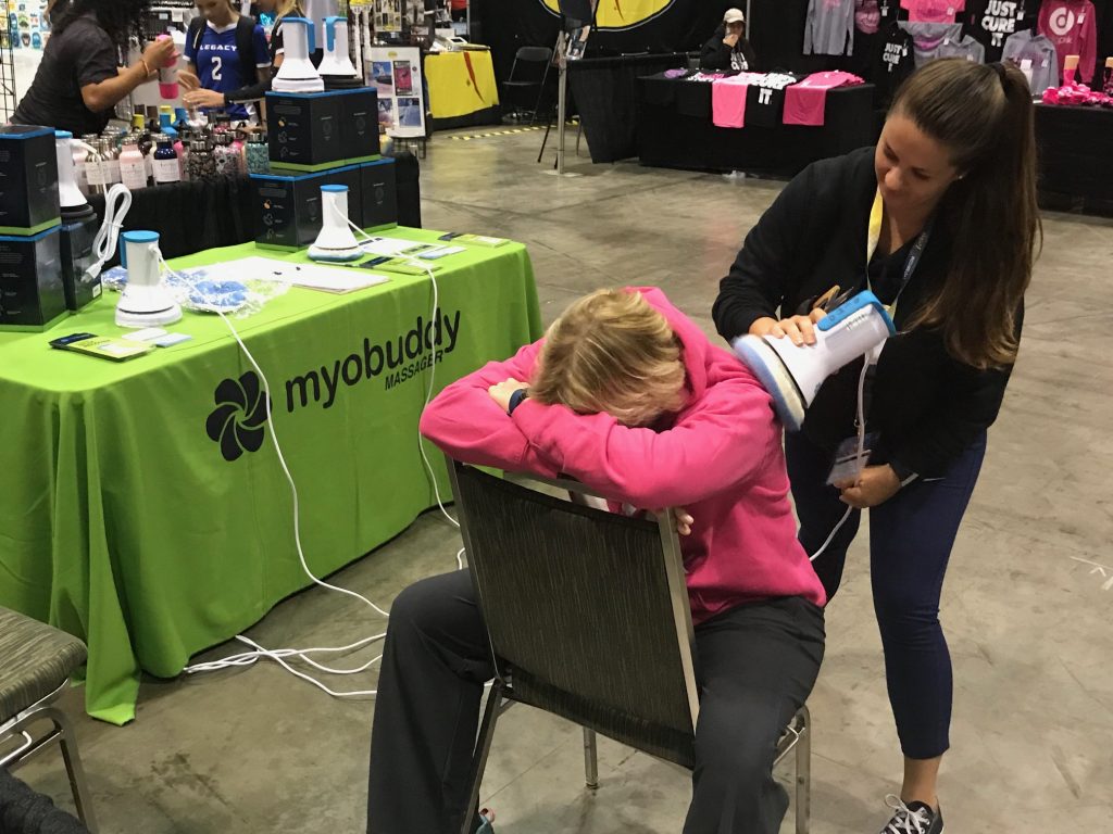 Janice receiving a massage.