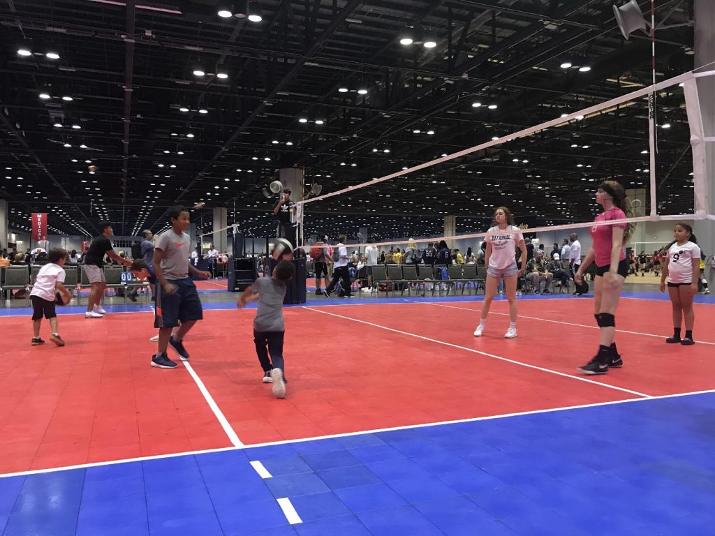 Playing volleyball at AAU