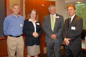 Me, Dr. Kirsten Edmiston, Medical Director, Inova Fairfax Hospital Cancer Center ; Dr. Reuven Pasternak, CEO Inova Fairfax Hospital Campus and EVP, Academic Affairs, Inova Health System; Dr. Nicholas Robert, Chair, Research Committee and Cancer Committee, Inova Fairfax Hospital Cancer Center.