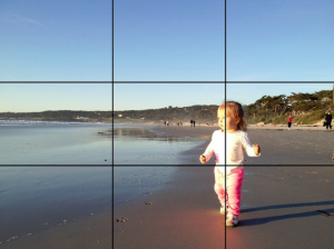 little girl on beach with gridlines